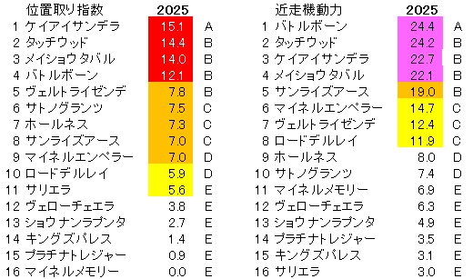 2025　日経新春杯　位置取り指数